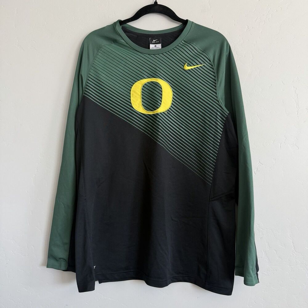 Oregon Ducks Nike Dri-Fit Long Sleeve Shirt Men's Large Black/Green